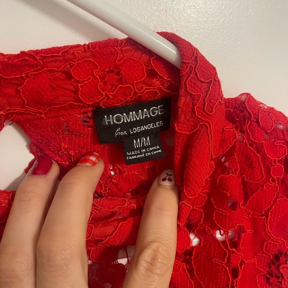 Hommage from Los Angeles bright red mini backless cocktail dress - Picture 4 of 7